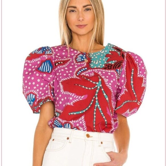 Rhode Nisha Top in Red Psychedelic Flower Size Small - Picture 2 of 8